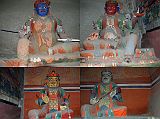 Lo Manthang Thubchen 02 Four Guardian Kings Statues Statues of the four Guardian Kings guard the entrance to the Thubchen gompa in Lo Manthang.